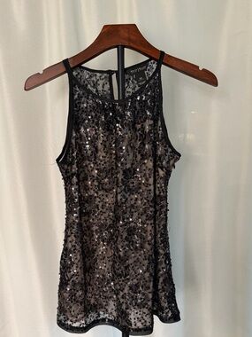 White House Black Market Black Sequin Camisole